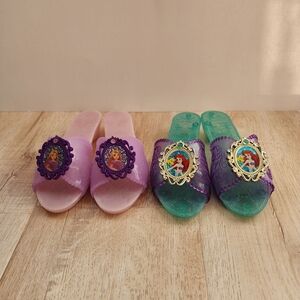 Disney Little Mermaid Rapuzel Girls Princess Dress Up Shoes Two Pairs